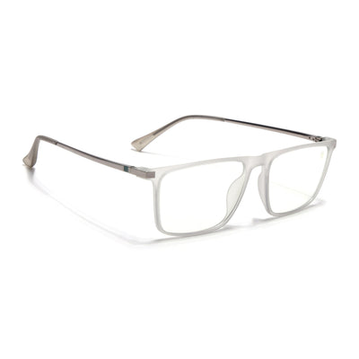 Eyejack Domino Matt Grey Rectangle Eyeglasses for Men & Women (TR1001FCL1621-C6)