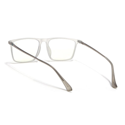 Eyejack Domino Matt Grey Rectangle Eyeglasses for Men & Women (TR1001FCL1621-C6)