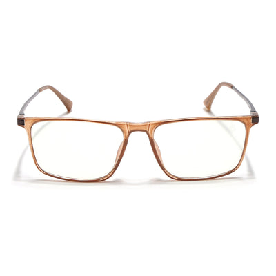 Eyejack Domino Shine Brown Rectangle Eyeglasses for Men & Women (TR1001FCL1625-C10)