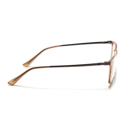 Eyejack Domino Shine Brown Rectangle Eyeglasses for Men & Women (TR1001FCL1625-C10)