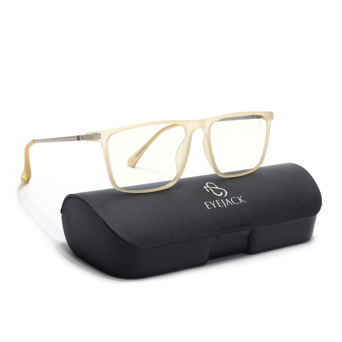 Eyejack Domino Yellow Rectangle Eyeglasses for Men & Women (TR1001FCL1627-C12)