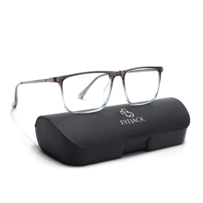 Eyejack Domino Black & Clear Rectangle Eyeglasses for Men & Women (TR1001FCL1628-C13)
