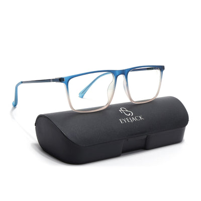 Eyejack Domino Blue & Brown Rectangle Eyeglasses for Men & Women (TR1001FCL1629-C14)