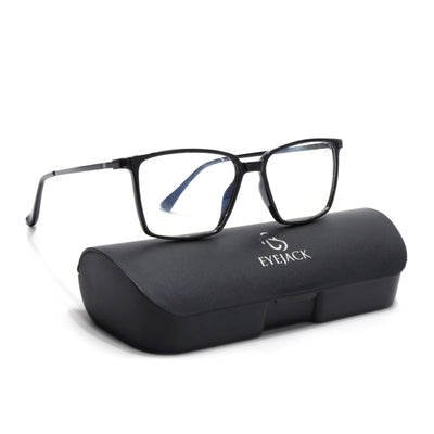 Eyejack Domino Shine Black Square Eyeglasses for Men & Women (TR1002FCL1630-C1)