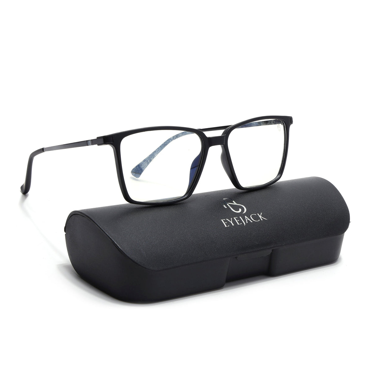 Eyejack Domino Matt Black Square Eyeglasses for Men & Women (TR1002FCL1631-C2)