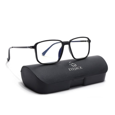 Eyejack Domino Shine Black Square Eyeglasses for Men & Women (TR1003FCL1644-C1)