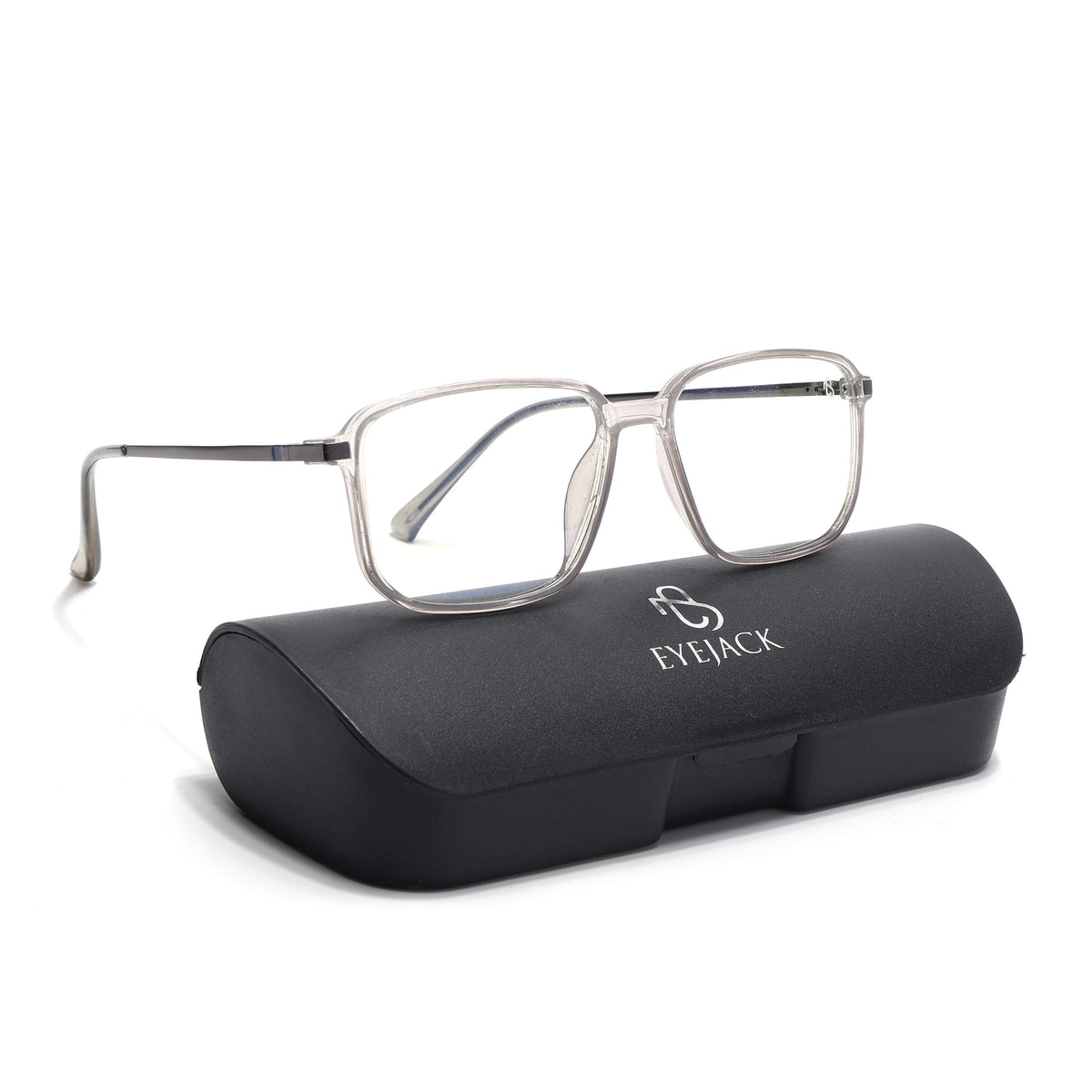 Eyejack Domino Transparent Square Eyeglasses for Men & Women (TR1003FCL1646-C3)