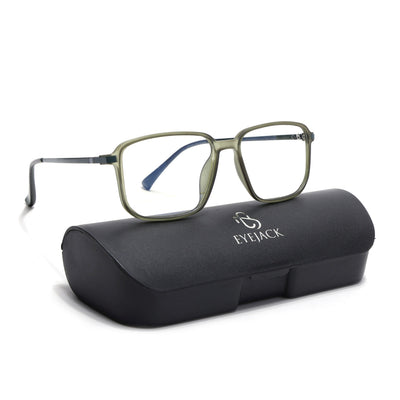 Eyejack Domino Olive Square Eyeglasses for Men & Women (TR1003FCL1650-C7)