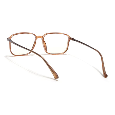 Eyejack Domino Shine Brown Square Eyeglasses for Men & Women (TR1003FCL1653-C10)