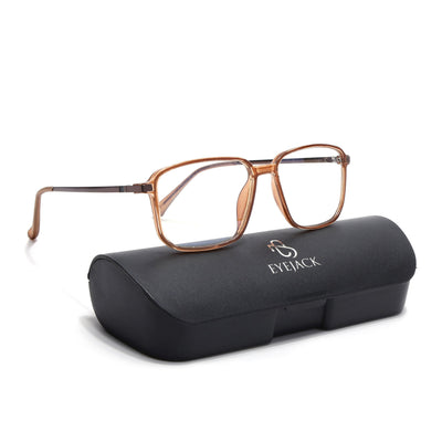 Eyejack Domino Shine Brown Square Eyeglasses for Men & Women (TR1003FCL1653-C10)
