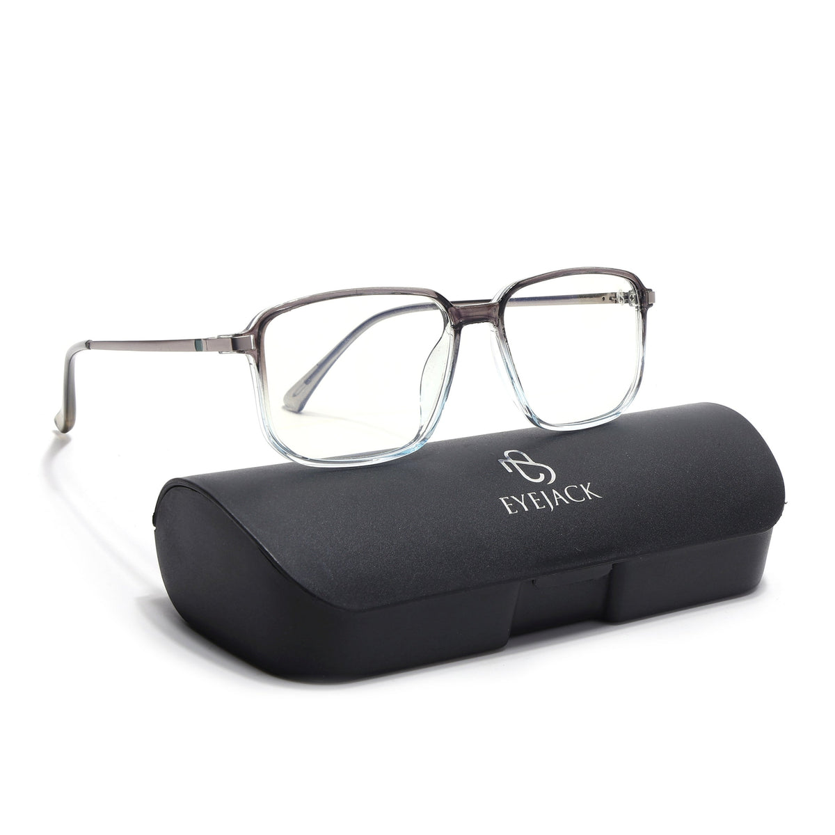 Eyejack Domino Black & Clear Square Eyeglasses for Men & Women (TR1003FCL1656-C13)