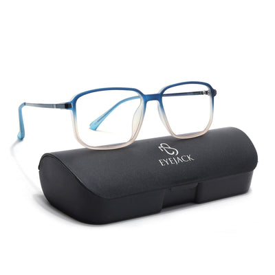 Eyejack Domino Blue & Brown Square Eyeglasses for Men & Women (TR1003FCL1657-C14)