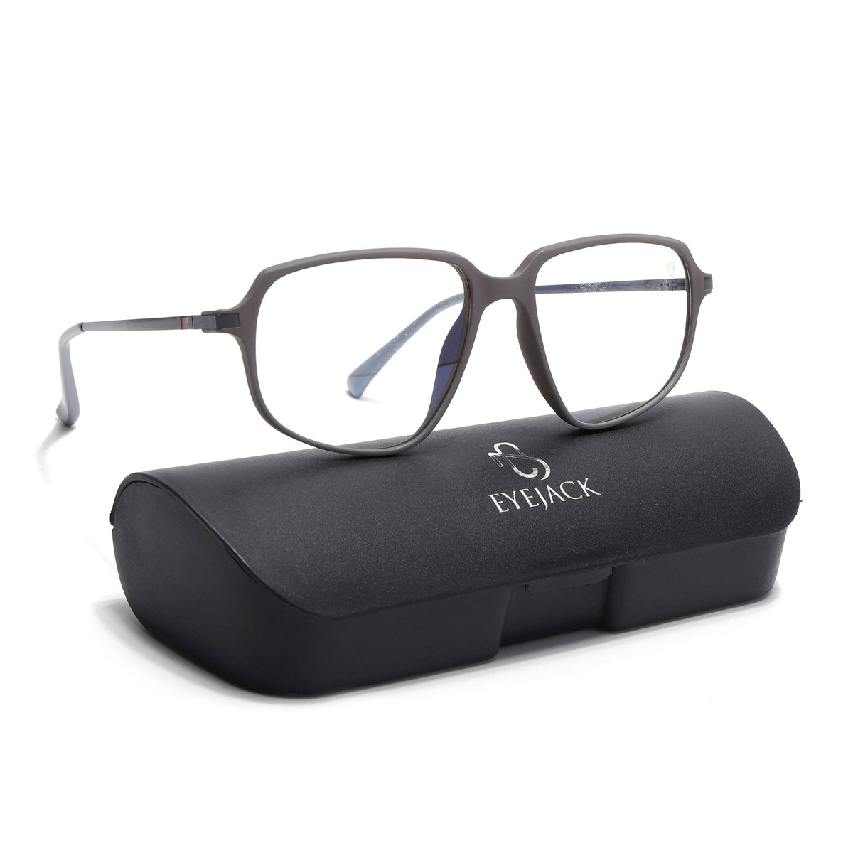Eyejack Domino Grey Square Eyeglasses for Men & Women (TR1004FCL1662-C5)