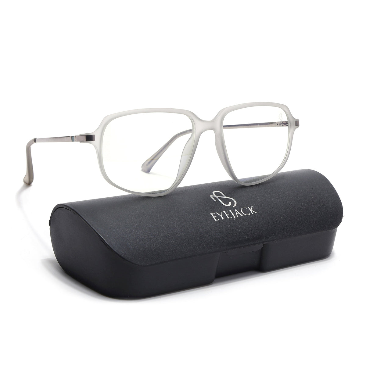 Eyejack Domino Matt Grey Square Eyeglasses for Men & Women (TR1004FCL1663-C6)