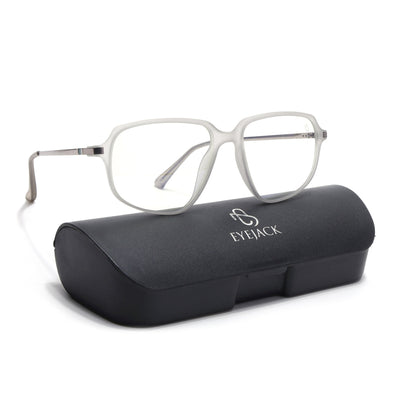Eyejack Domino Matt Grey Square Eyeglasses for Men & Women (TR1004FCL1663-C6)
