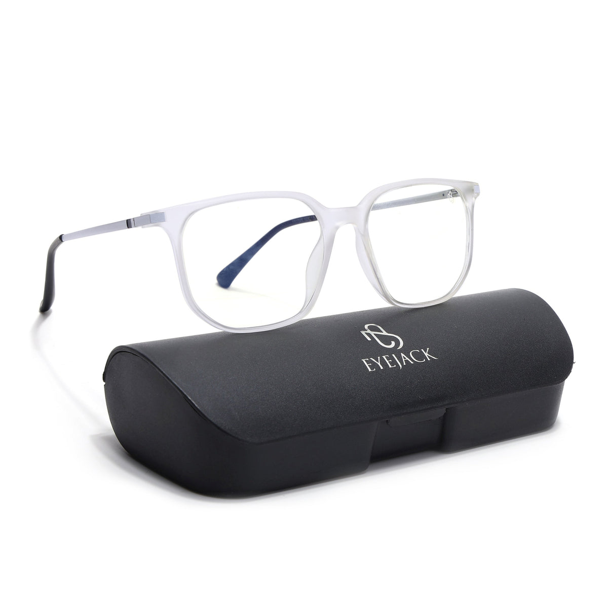Eyejack Domino Matt Transparent Square Eyeglasses for Men & Women (TR1005FCL1675-C4)