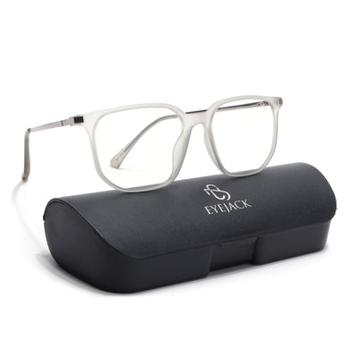Eyejack Domino Matt Grey Square Eyeglasses for Men & Women (TR1005FCL1677-C6)