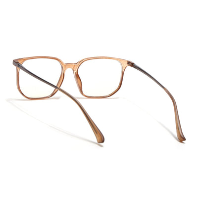 Eyejack Domino Shine Brown Square Eyeglasses for Men & Women (TR1005FCL1681-C10)