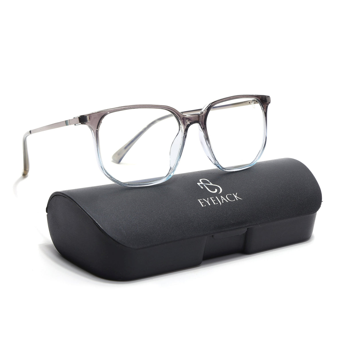 Eyejack Domino Black & Clear Square Eyeglasses for Men & Women (TR1005FCL1684-C13)