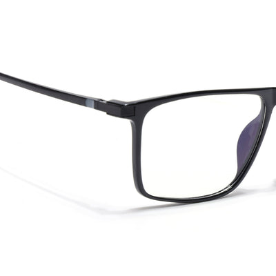 Eyejack Domino Shine Black Rectangle Eyeglasses for Men & Women (TR1006FCL1686-C1)