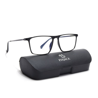 Eyejack Domino Shine Black Rectangle Eyeglasses for Men & Women (TR1006FCL1686-C1)