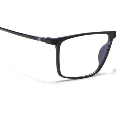 Eyejack Domino Matt Black Rectangle Eyeglasses for Men & Women (TR1006FCL1687-C2)