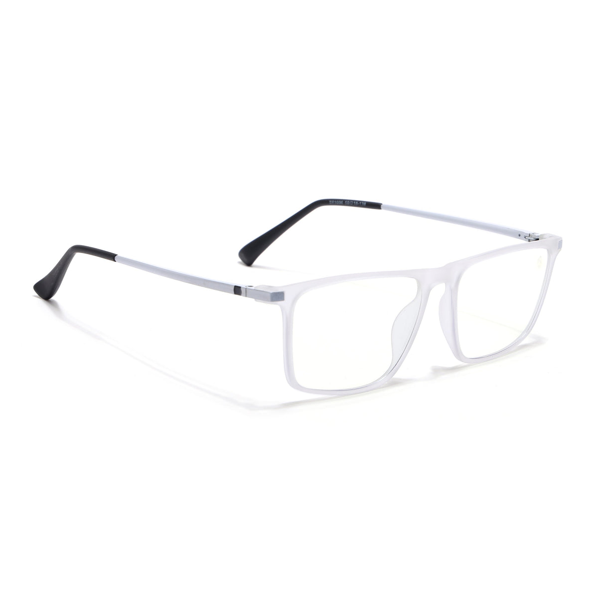 Eyejack Domino Matt Transparent Rectangle Eyeglasses for Men & Women (TR1006FCL1689-C4)