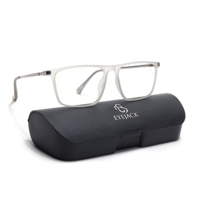 Eyejack Domino Matt Grey Rectangle Eyeglasses for Men & Women (TR1006FCL1691-C6)