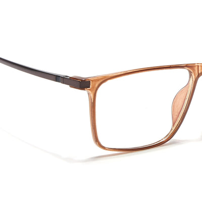 Eyejack Domino Shine Brown Rectangle Eyeglasses for Men & Women (TR1006FCL1695-C10)