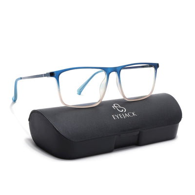 Eyejack Domino Blue & Brown Rectangle Eyeglasses for Men & Women (TR1006FCL1699-C14)