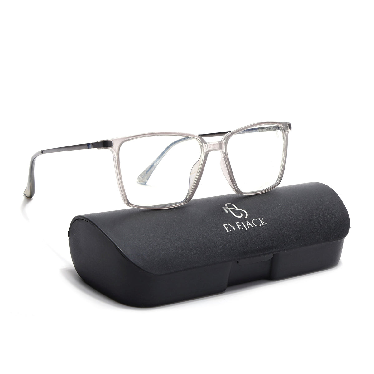 Eyejack Domino Transparent Square Eyeglasses for Men & Women (TR1007FCL1702-C3)