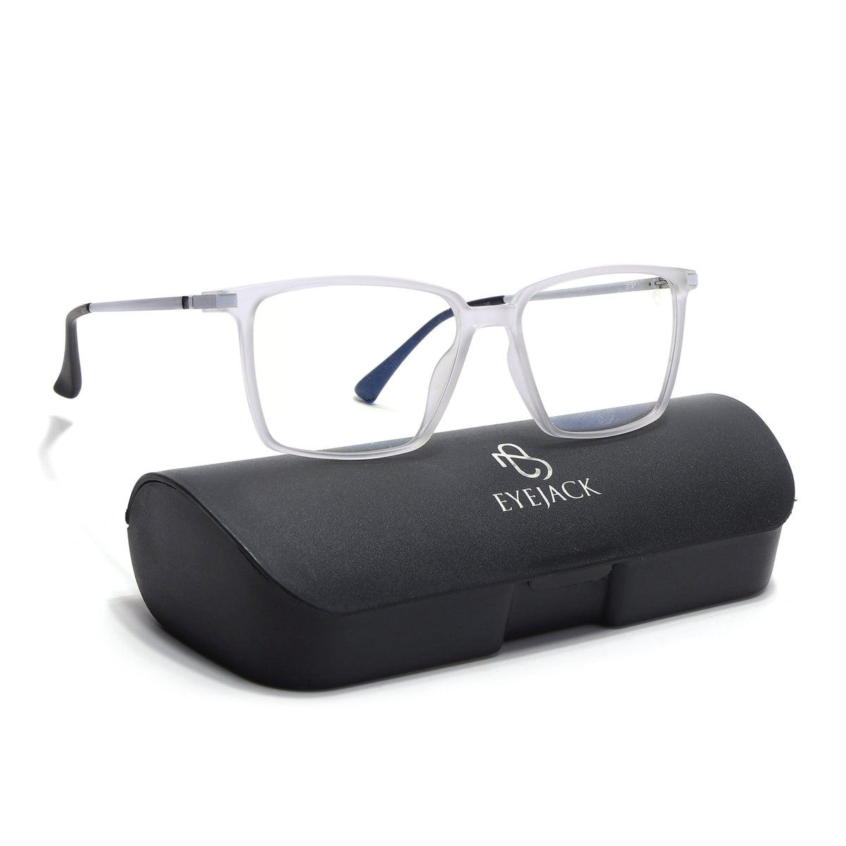 Eyejack Domino Matt Transparent Square Eyeglasses for Men & Women (TR1007FCL1703-C4)