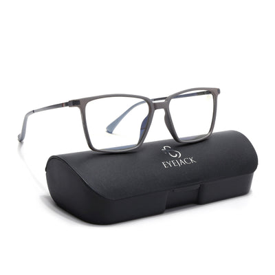 Eyejack Domino Grey Square Eyeglasses for Men & Women (TR1007FCL1704-C5)