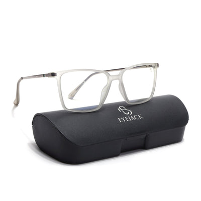 Eyejack Domino Matt Grey Square Eyeglasses for Men & Women (TR1007FCL1705-C6)