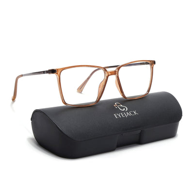 Eyejack Domino Shine Brown Square Eyeglasses for Men & Women (TR1007FCL1709-C10)