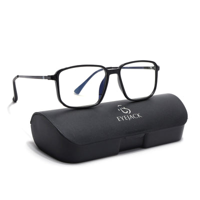 Eyejack Domino Shine Black Rectangle Eyeglasses for Men & Women (TR1008FCL1714-C1)