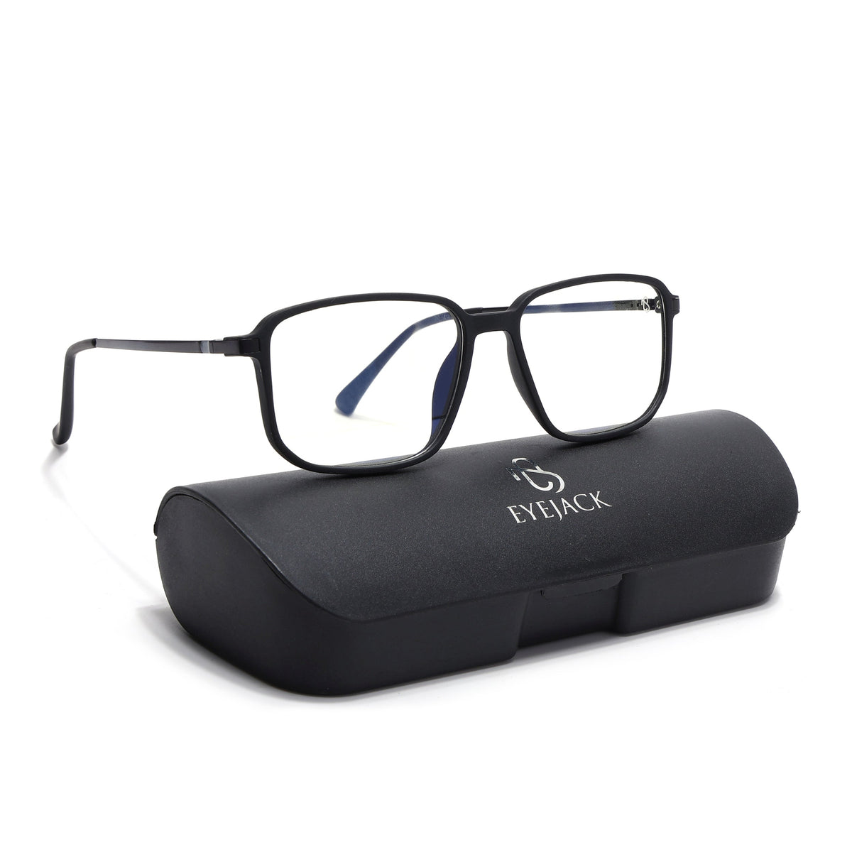 Eyejack Domino Matt Black Rectangle Eyeglasses for Men & Women (TR1008FCL1715-C2)