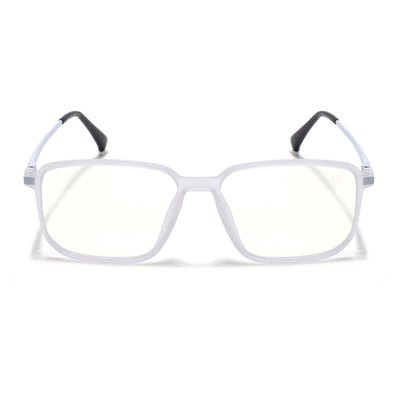 Eyejack Domino Matt Transparent Rectangle Eyeglasses for Men & Women (TR1008FCL1717-C4)
