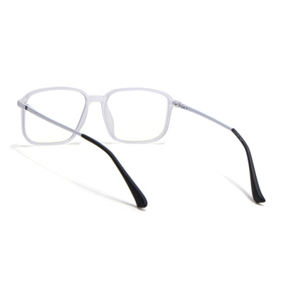 Eyejack Domino Matt Transparent Rectangle Eyeglasses for Men & Women (TR1008FCL1717-C4)