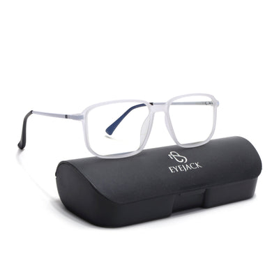 Eyejack Domino Matt Transparent Rectangle Eyeglasses for Men & Women (TR1008FCL1717-C4)