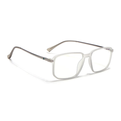 Eyejack Domino Matt Grey Rectangle Eyeglasses for Men & Women (TR1008FCL1719-C6)