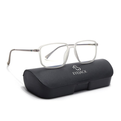 Eyejack Domino Matt Grey Rectangle Eyeglasses for Men & Women (TR1008FCL1719-C6)