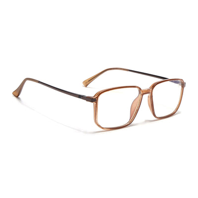 Eyejack Domino Shine Brown Rectangle Eyeglasses for Men & Women (TR1008FCL1723-C10)