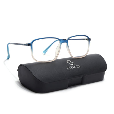Eyejack Domino Blue & Brown Rectangle Eyeglasses for Men & Women (TR1008FCL1727-C14)