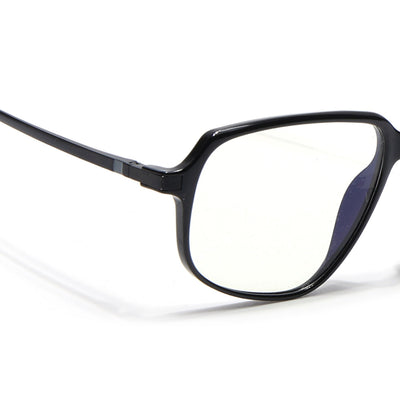 Eyejack Domino Shine Black Square Eyeglasses for Men & Women (TR1009FCL1728-C1)