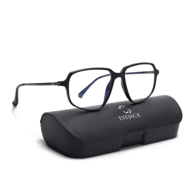 Eyejack Domino Matt Black Square Eyeglasses for Men & Women (TR1009FCL1729-C2)