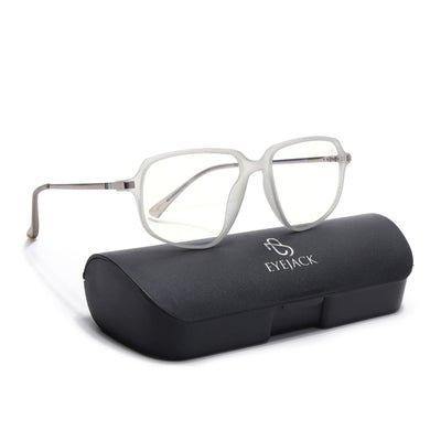 Eyejack Domino Matt Grey Square Eyeglasses for Men & Women (TR1009FCL1733-C6)