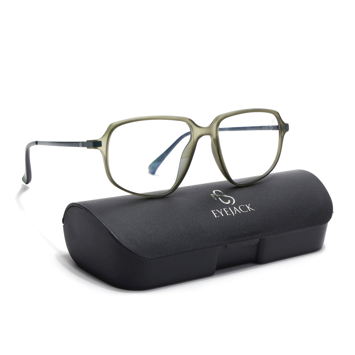 Eyejack Domino Olive Square Eyeglasses for Men & Women (TR1009FCL1734-C7)