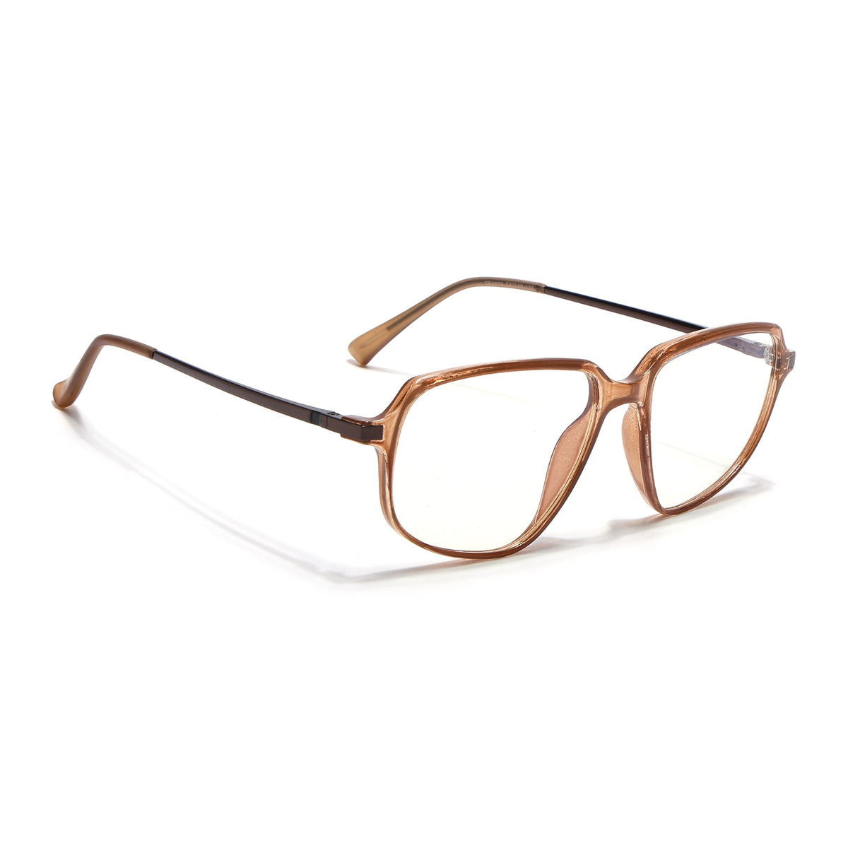 Eyejack Domino Shine Brown Square Eyeglasses for Men & Women (TR1009FCL1737-C10)