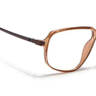 Eyejack Domino Shine Brown Square Eyeglasses for Men & Women (TR1009FCL1737-C10)